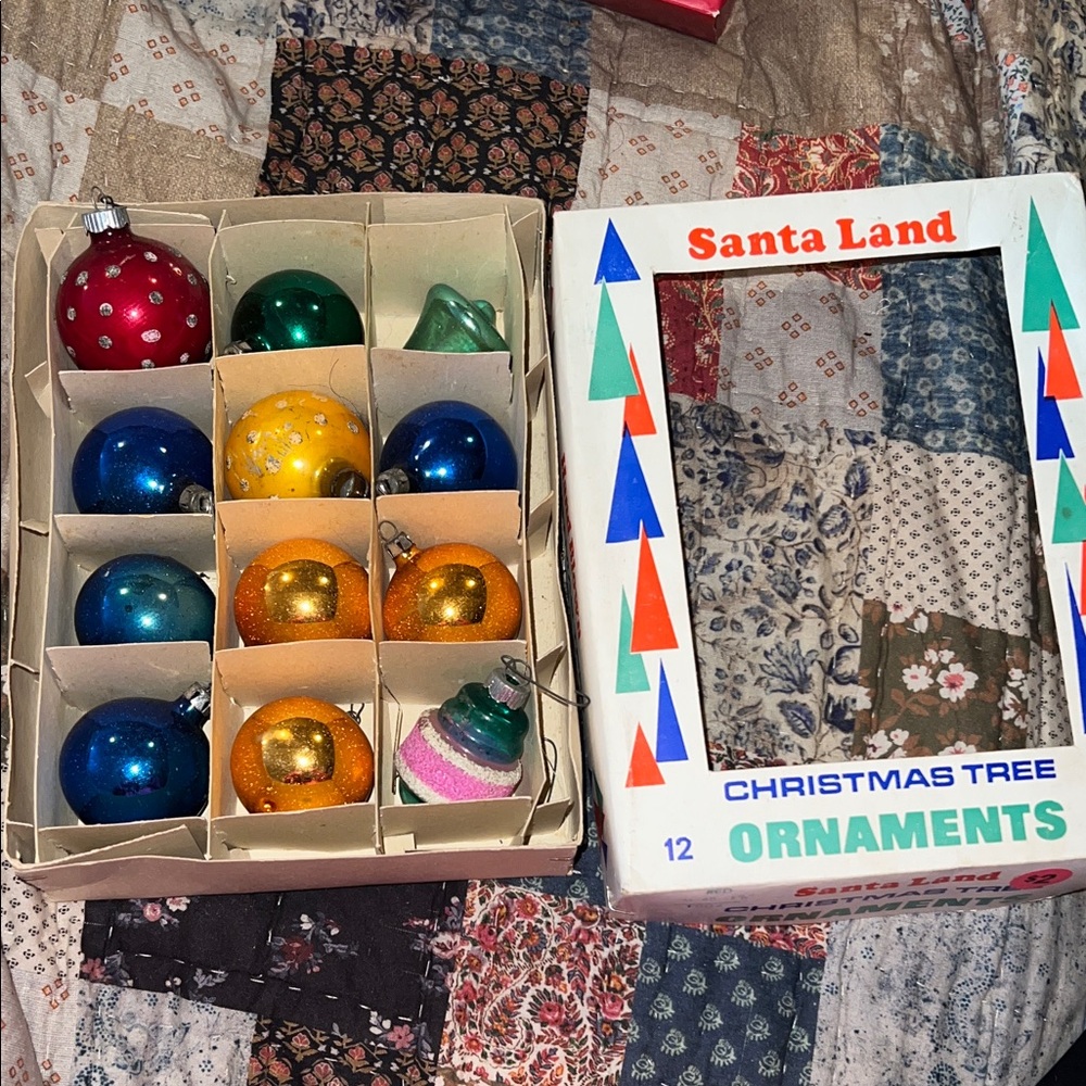 Mixed Lot Vintage Shiny Brite Poland Mercury glass Mica Christmas ornaments